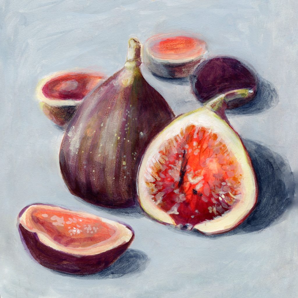Luminous Figs, glowing with pink light